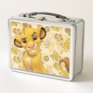 Lion King Simba on Triangle Pattern Metal Lunch Box