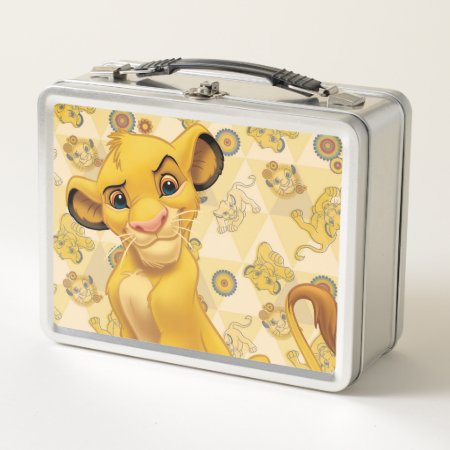 Lion King | Simba On Triangle Pattern Metal Lunch Box