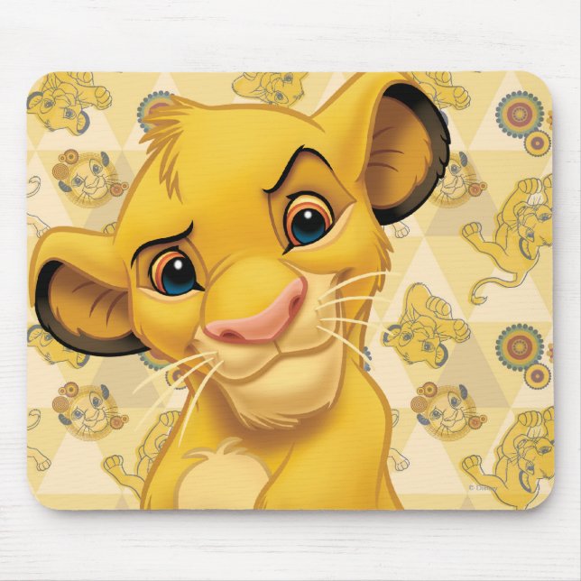 Lion King | Simba on Triangle Pattern Mouse Pad (Front)