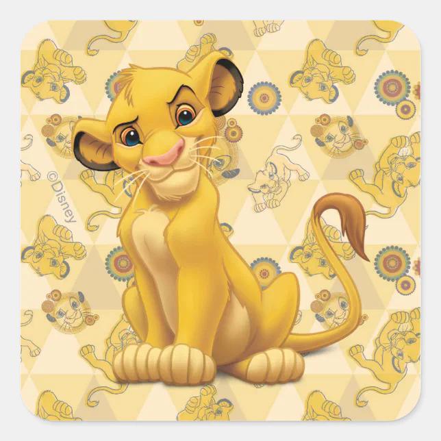 Lion King | Simba on Triangle Pattern Square Sticker | Zazzle