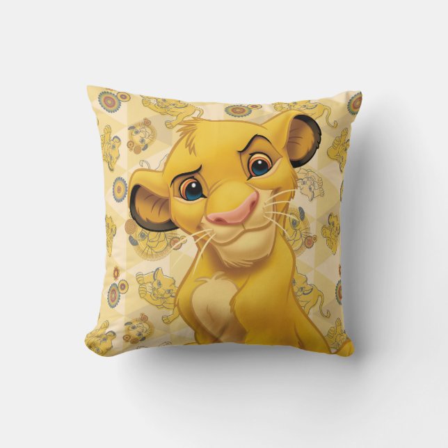 Lion King | Simba on Triangle Pattern Throw Pillow (Front)