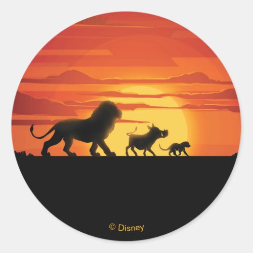 Lion King  Simba Pumbaa  Timon Silhouette Classic Round Sticker