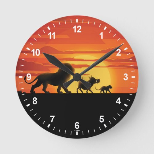 Lion King  Simba Pumbaa  Timon Silhouette Round Clock