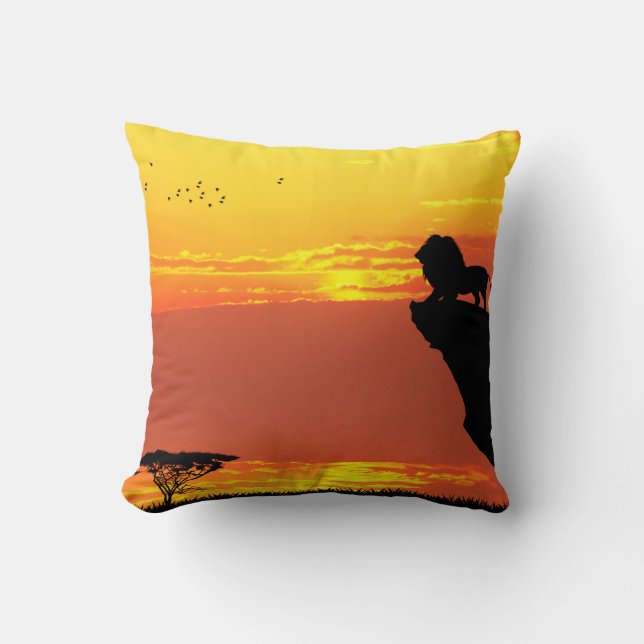 Lion King Square Cotton Throw Pillow Case 16x16 (Front)