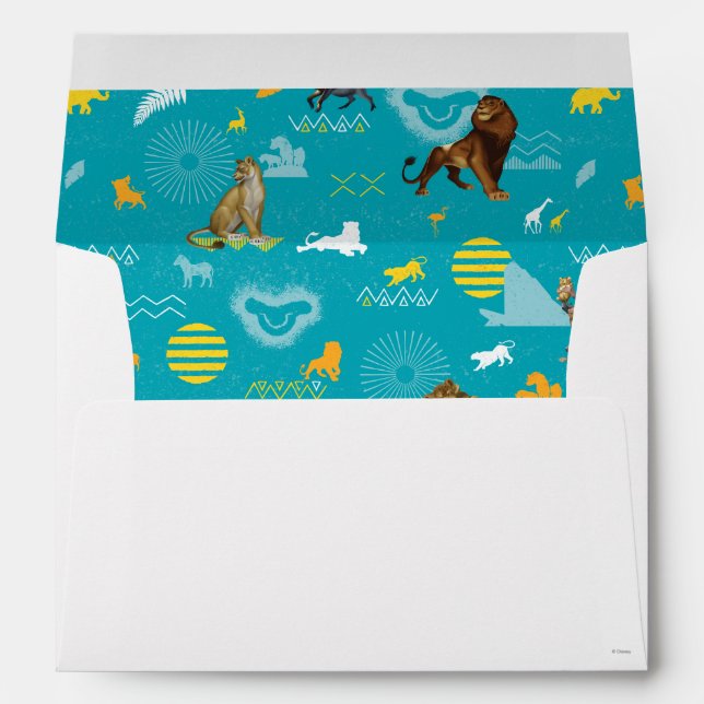 Lion King | Teal Characters & Icons Pattern Envelope (Back (Bottom))