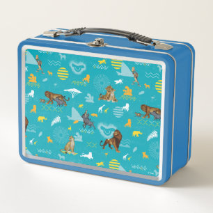 Lion King   Teal Characters & Icons Pattern Metal Lunch Box