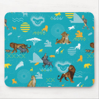 Lion King | Teal Characters & Icons Pattern Mouse Pad