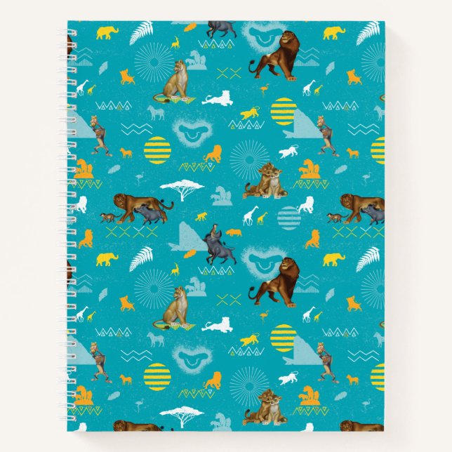 Lion King | Teal Characters & Icons Pattern Notebook (Front)