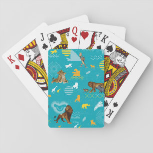 Lion King   Teal Characters & Icons Pattern Playing Cards