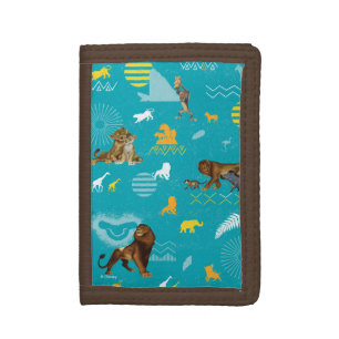 Lion King   Teal Characters & Icons Pattern Trifold Wallet