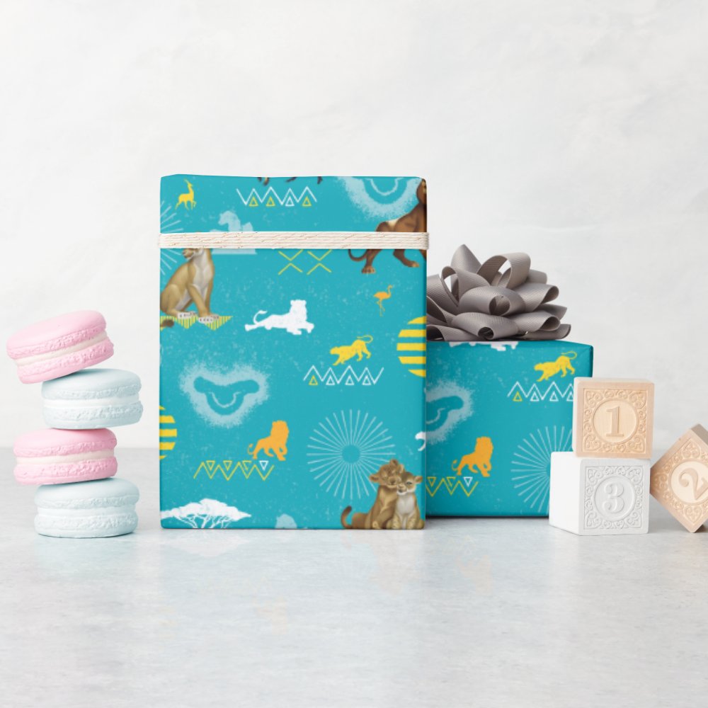 Disover Lion King | Teal Characters & Icons Pattern Wrapping Paper