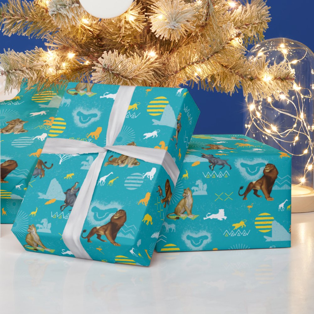 Disover Lion King | Teal Characters & Icons Pattern Wrapping Paper