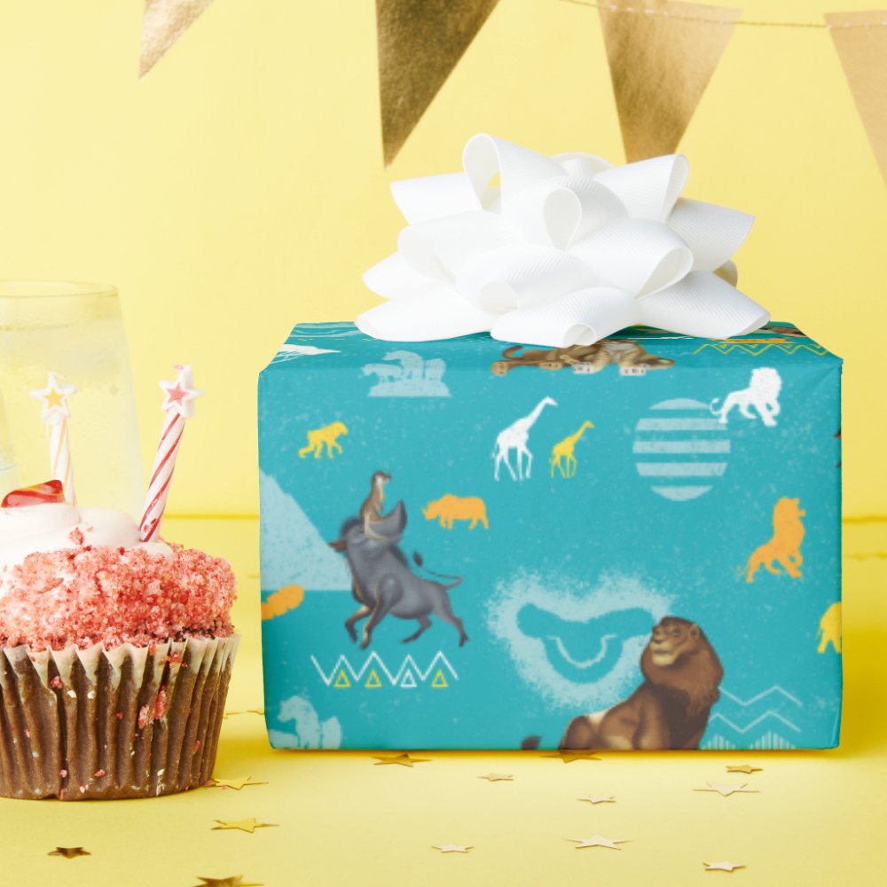 Disover Lion King | Teal Characters & Icons Pattern Wrapping Paper