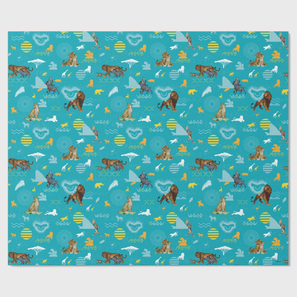 Discover Lion King | Teal Characters & Icons Pattern Wrapping Paper