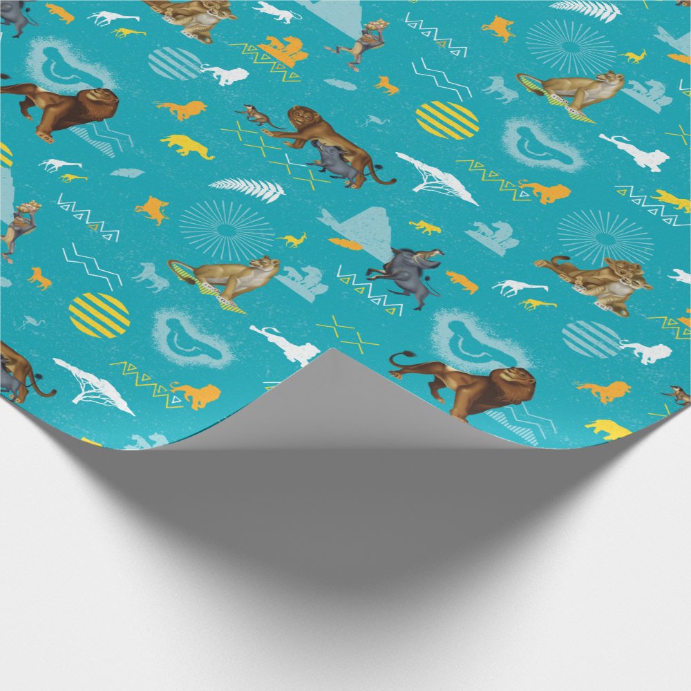 Discover Lion King | Teal Characters & Icons Pattern Wrapping Paper