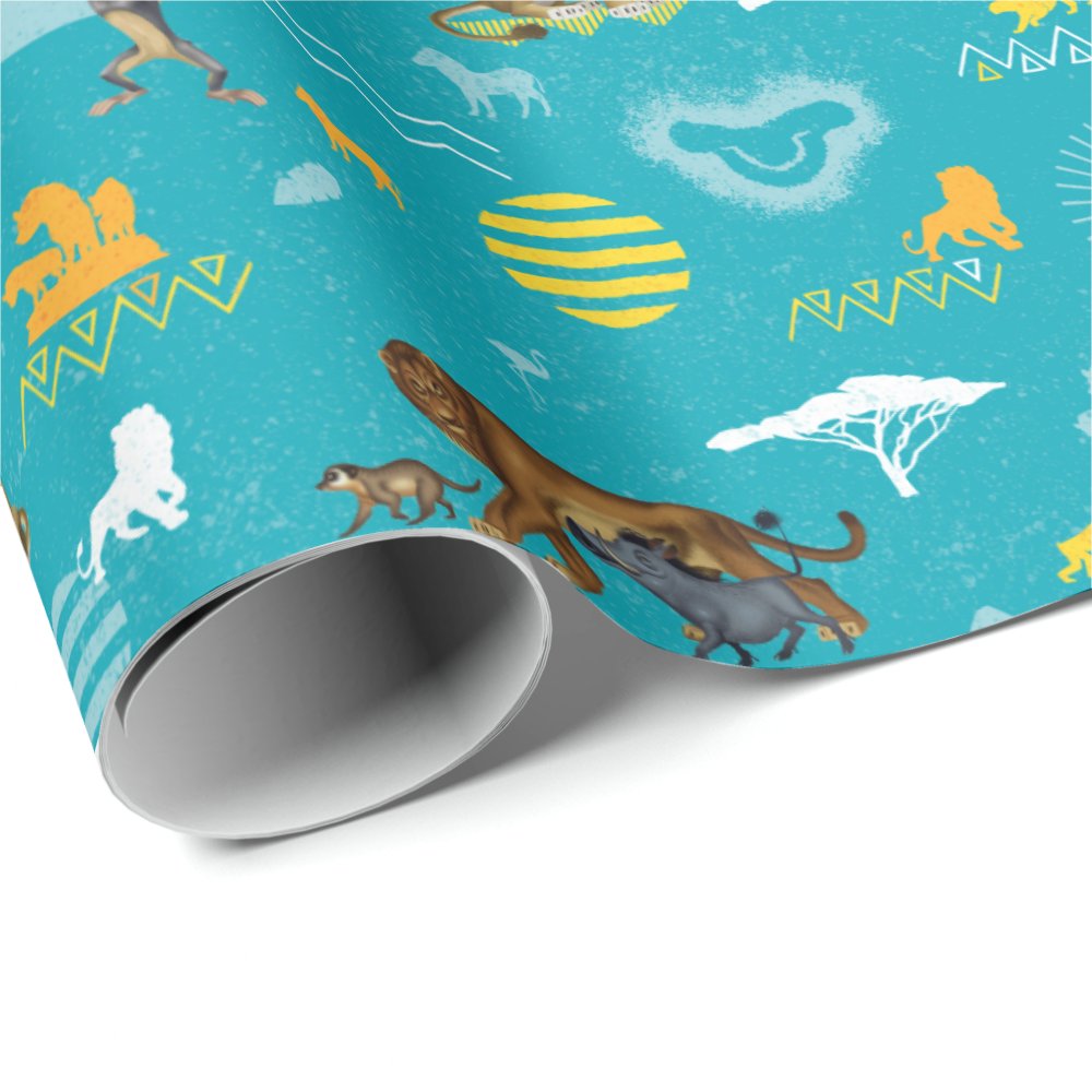 Discover Lion King | Teal Characters & Icons Pattern Wrapping Paper