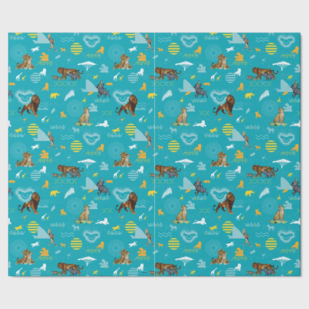Discover Lion King | Teal Characters & Icons Pattern Wrapping Paper