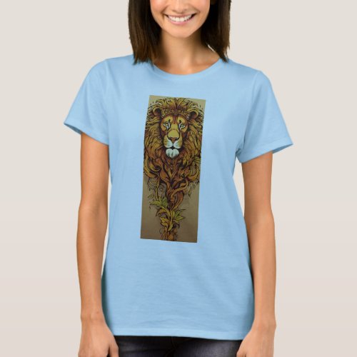 Lion King Wild Animal Face Abstract Painting Art  T_Shirt