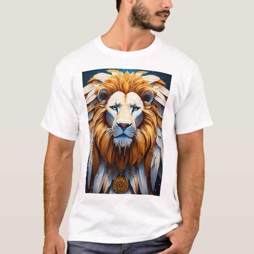 Lion King Wild Animal Face Abstract Painting Art  T_Shirt
