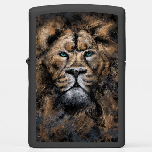 Lion King _ Wild Animal Face Abstract Painting Art Zippo Lighter