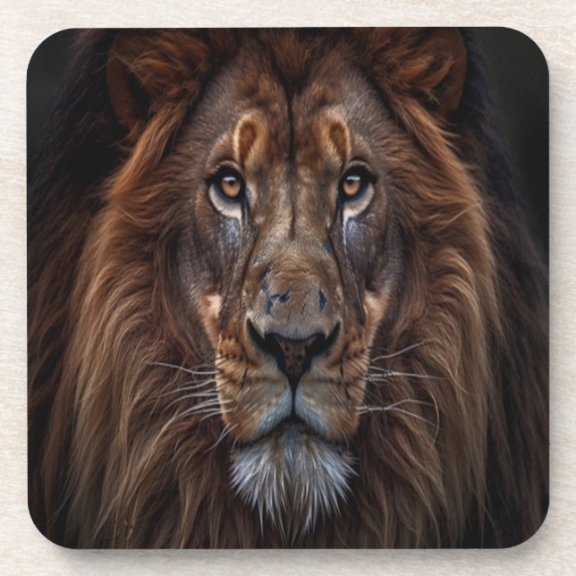 Lion King with a serious expression Beverage Coaster (Front)