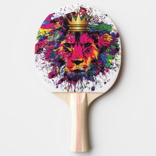 LION KINGS HEAD PING_PONG PADDLE RED SIDE