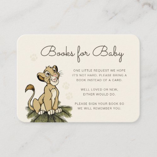 Lion Kings Simba Books for Baby Insert Card