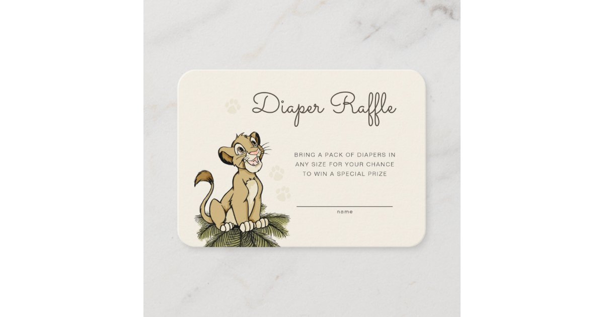 Lion King's Simba Diaper Raffle Insert Card | Zazzle