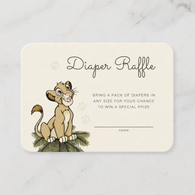 Lion King's Simba Diaper Raffle Insert Card | Zazzle