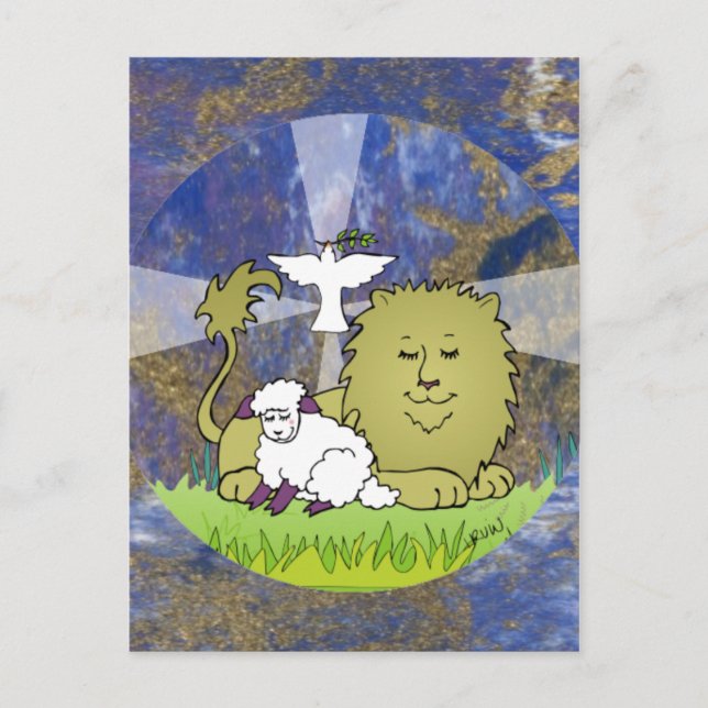 Lion Lamb and Dove Postcard (Front)