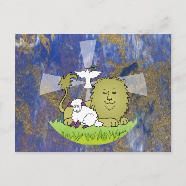 Lion Lamb and Dove Postcard (Front)