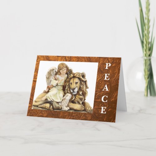 Lion Lamb Angel Peace Christmas Holiday Card