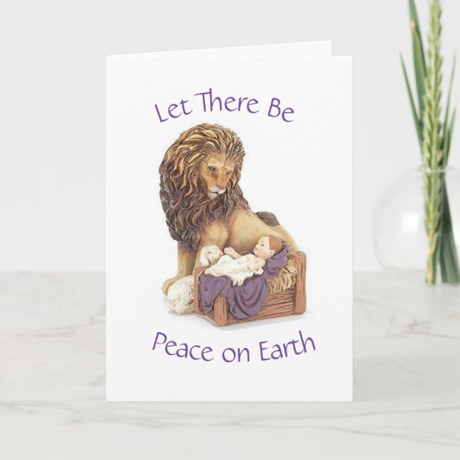 Lion, Lamb & Baby Jesus Christmas Holiday Card (Front)