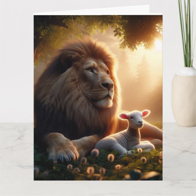 LION & LAMB BLANK GREETING CARD (Front)