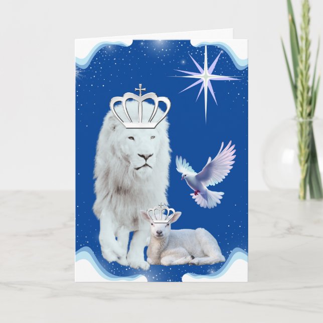 Lion & Lamb Christmas Greeting Card (Front)