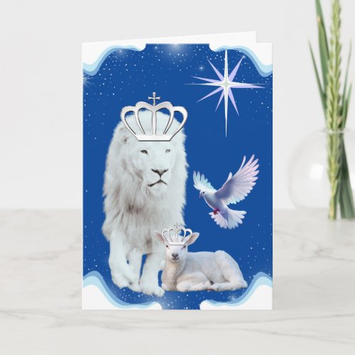 Lion  Lamb Christmas Greeting Card