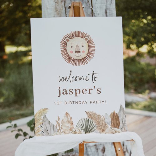 Lion Leaf Neutral Welcome Poster