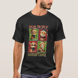 Lion Leopard Buffalo Plaid Animals Lover Merry Chr T-Shirt