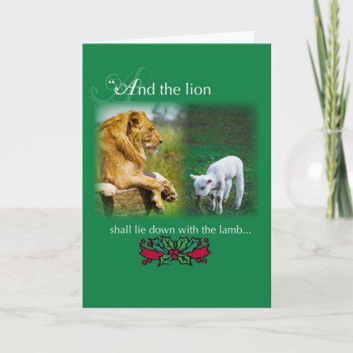 Lion Lie Down with Lamb Peace Christmas Card