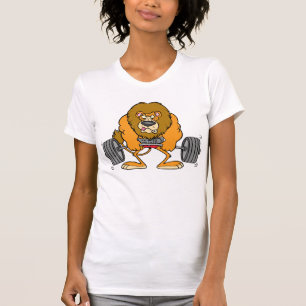 Lion Lifing Weights Womens T-Shirt