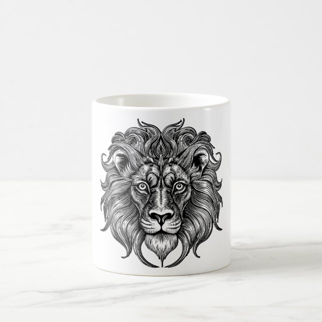 Lion Line Art Coffee Mug (Center)