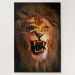 Lion/lion roaring at sunset/fierce lion- cartooned jigsaw puzzle