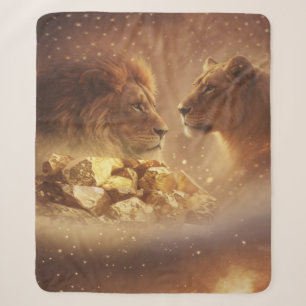 Lion & Lioness Gold Glow —Sherpa  Blanket