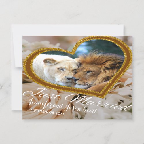 Lion LionessPersonalize Just married Announcement Postcard