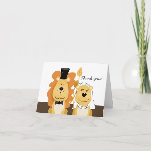 Lion  Lioness Wedding Couple Thank you Note Card