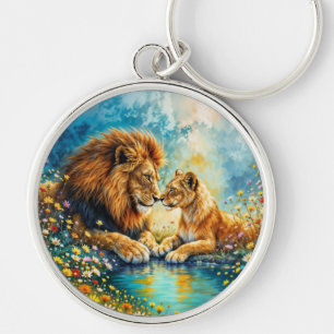 Lion Lioness wild cats nature love wildlife Keychain