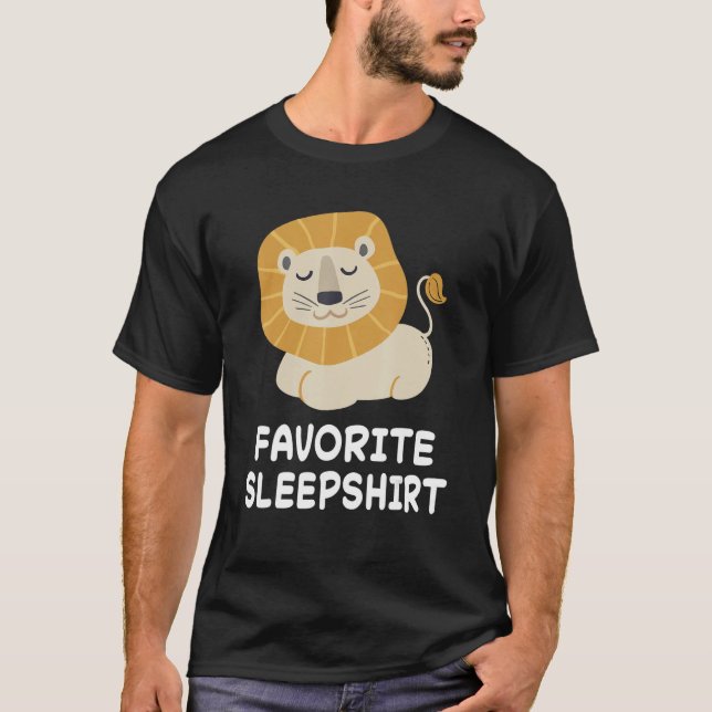 Lion Lions Nap Sleeping Sleep Pajama Pajamas Night T-Shirt (Front)