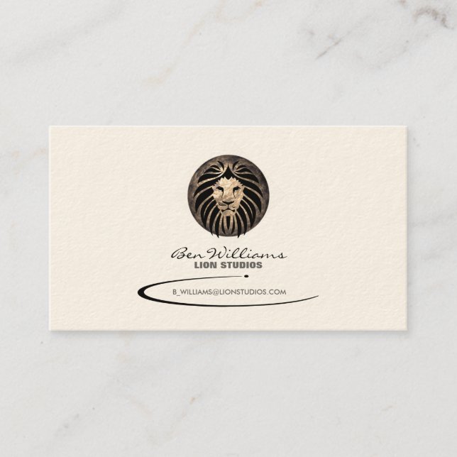 Lion Logo Business Card (Moon Backdrop) (Front)
