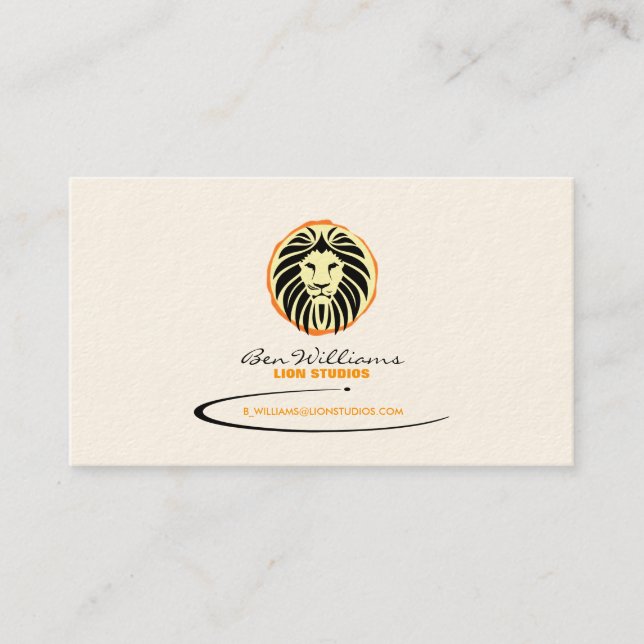 Lion Logo Business Card (Sun Backdrop) (Front)