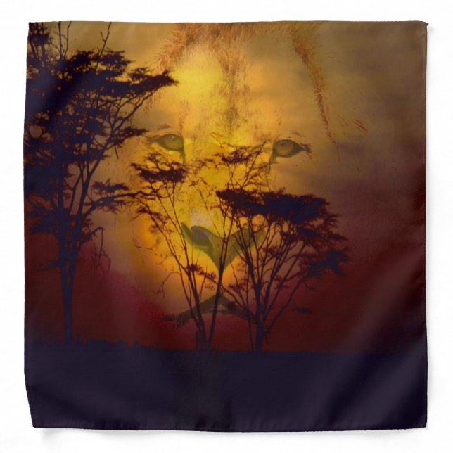 Lion Looking Over African Sunset Bandana (Front)